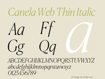 Canela Web Thin Italic Version 1.1 2016 Font Sample
