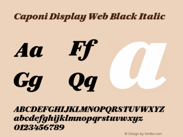 Caponi Display Web Black Italic Version 1.1 2010 Font Sample