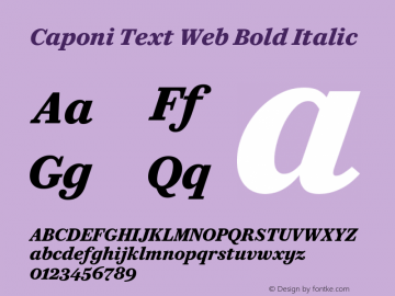 Caponi Text Web Bold Italic Version 1.1 2013 Font Sample