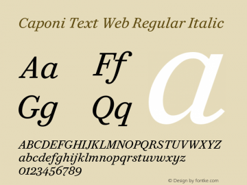 Caponi Text Web Regular Italic Version 1.1 2013 Font Sample