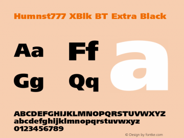 Humnst777 XBlk BT Extra Black Version 1.01 emb4-OT Font Sample