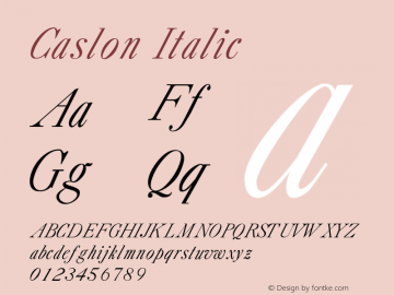 Caslon Italic Version 001.000 Font Sample