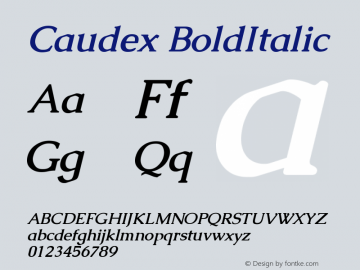 Caudex BoldItalic Version 1.01 Font Sample