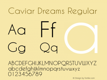 Caviar Dreams Regular Version 1.00 March 10, 2009, initial release Font Sample