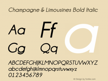 Champagne & Limousines Bold Italic Version 2.00 March 5, 2010图片样张