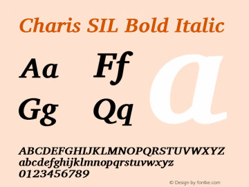 Charis SIL Bold Italic Version 4.110; 2011; Maintenance release图片样张