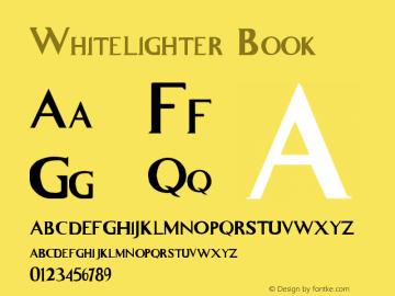 Whitelighter Book Version 1.00 February 23, 20 Font Sample