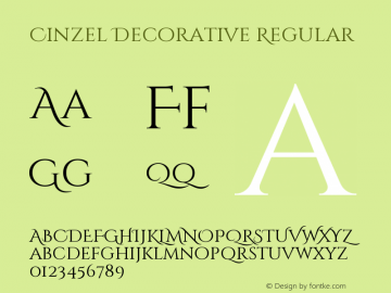 Cinzel Decorative Regular Version 1.001;PS 001.001;hotconv 1.0.56;makeotf.lib2.0.21325图片样张