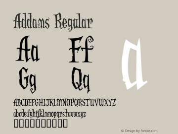 Addams Regular Macromedia Fontographer 4.1 26.06.99 Font Sample