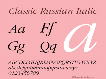 Classic Russian Italic 001.001 Font Sample