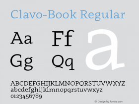 Clavo-Book Regular Version 1.000;PS 001.000;hotconv 1.0.70;makeotf.lib2.5.58329 Font Sample