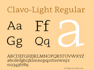 Clavo-Light Regular Version 1.000;PS 001.000;hotconv 1.0.70;makeotf.lib2.5.58329图片样张