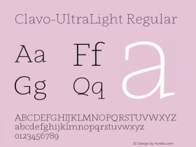 Clavo-UltraLight Regular Version 1.000;PS 001.000;hotconv 1.0.70;makeotf.lib2.5.58329图片样张
