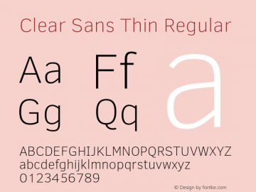 Clear Sans Thin Regular Version 1.00图片样张