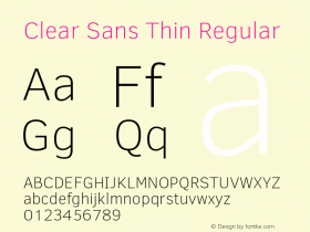 Clear Sans Thin Regular Version 1.00图片样张