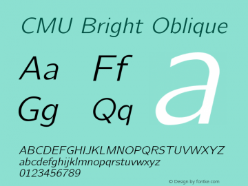 CMU Bright Oblique Version 0.7.0 Font Sample