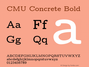 CMU Concrete Bold Version 0.7.0 Font Sample