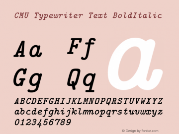 CMU Typewriter Text BoldItalic Version 0.7.0 Font Sample