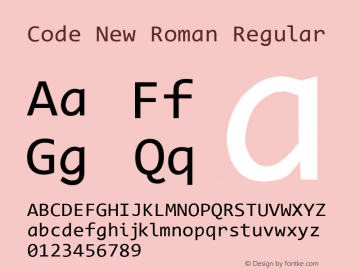 Code New Roman Regular Version 2.00 November 29, 2014图片样张