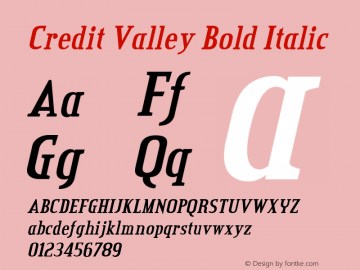 Credit Valley Bold Italic Version 2.000 2004图片样张