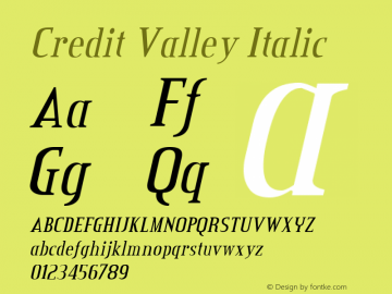 Credit Valley Italic Version 2.000 2004图片样张