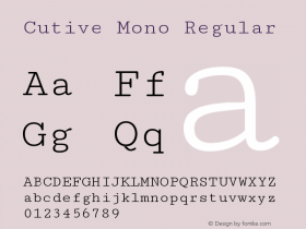 Cutive Mono Regular Version 1.002; ttfautohint ( Font Sample