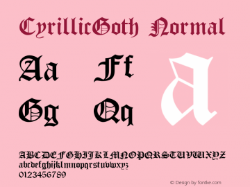 CyrillicGoth Normal 1.0 Mon Nov 23 18:12:50 1992图片样张