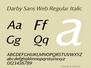 Darby Sans Web Regular Italic Version 1.4 2014 Font Sample