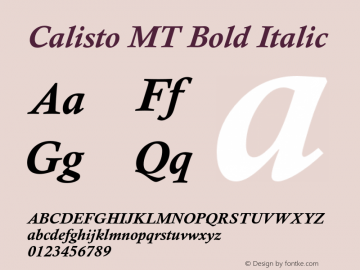 Calisto MT Bold Italic Version 1.62图片样张