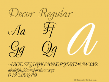 Decor Regular Converted from t:\DECOR.TF1 by ALLTYPE Font Sample