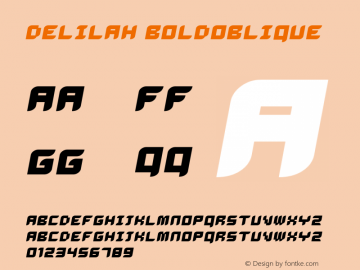 Delilah BoldOblique Version 2.00 Font Sample