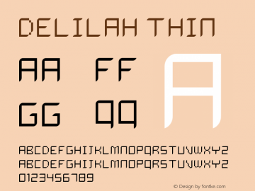 Delilah Thin Version 2.00 Font Sample