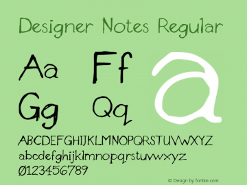 Designer Notes Regular Version 001.000 Font Sample