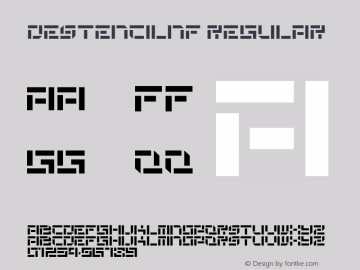 DeStencilNF Regular Version 1.00 2003 initial release Font Sample