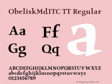 ObeliskMdITC TT Regular Macromedia Fontographer 4.1.3 6/27/96图片样张