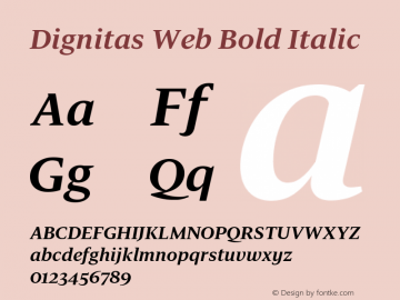 Dignitas Web Bold Italic Version 1.1 2003图片样张