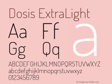 Dosis ExtraLight Version 1.007 Font Sample