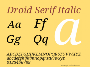 Droid Serif Italic Version 1.00 build 107 Font Sample