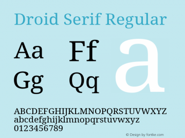 Droid Serif Regular Version 1.00 build 107 Font Sample