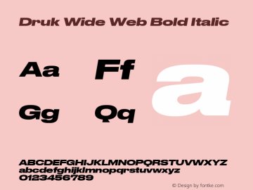 Druk Wide Web Bold Italic Version 1.1 2014 Font Sample