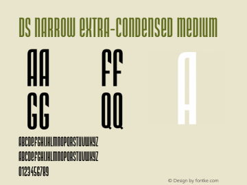 DS Narrow Extra-condensed Medium Version 1.0; 2001; initial release Font Sample