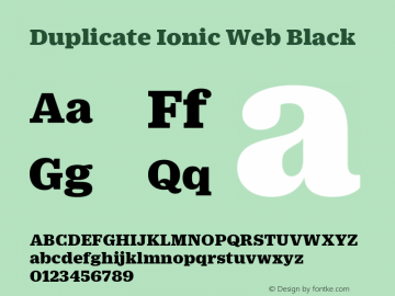 Duplicate Ionic Web Black Version 1.1 2010 Font Sample