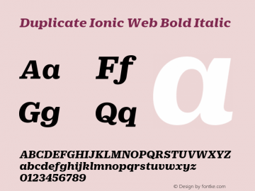 Duplicate Ionic Web Bold Italic Version 1.1 2013图片样张