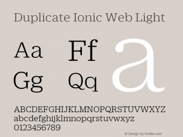 Duplicate Ionic Web Light Version 1.1 2013 Font Sample