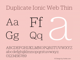 Duplicate Ionic Web Thin Version 1.1 2013 Font Sample
