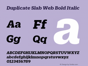 Duplicate Slab Web Bold Italic Version 1.1 2013图片样张