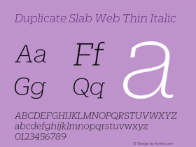 Duplicate Slab Web Thin Italic Version 1.1 2013图片样张