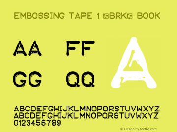 Embossing Tape 1 (BRK) Book Version 1.00 Font Sample
