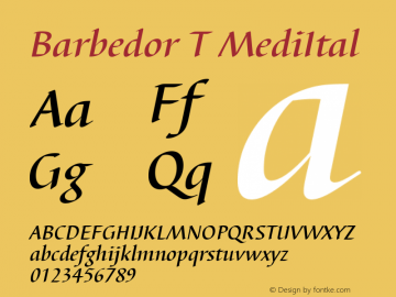 Barbedor T MediItal Version 001.005 Font Sample