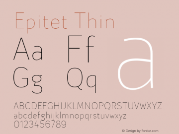 Epitet Thin Version 1.000 Font Sample